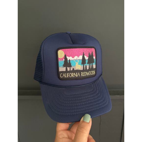 Vintage Other - Vintage California Redwoods Trucker Hat Cap Deep Blue Adjustable